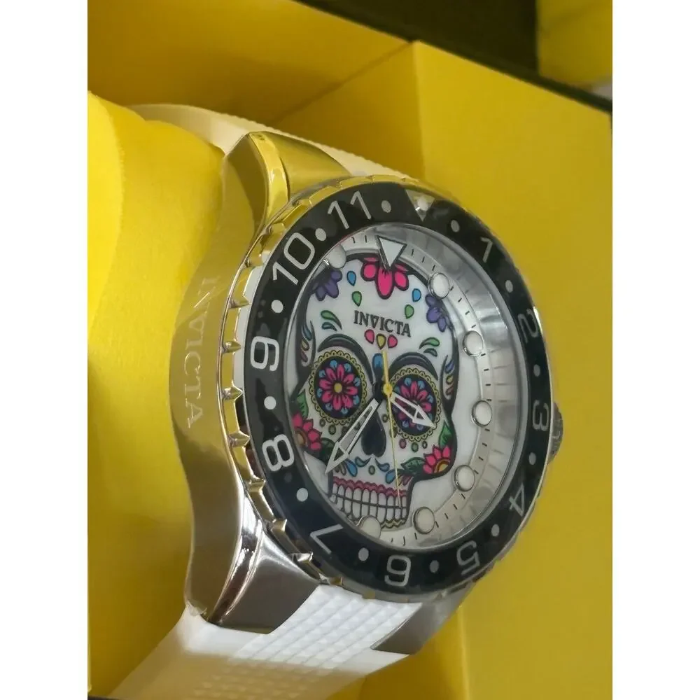 Invicta Aviator Dia De Los Muertos Men’s Watch Mother of Pearl Dial 50mm 36853